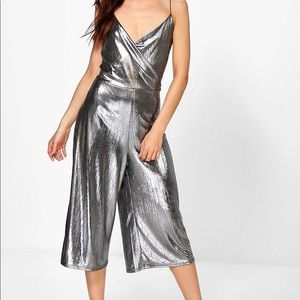 Inga Metallic Culotte Jumpsuit silver size 6